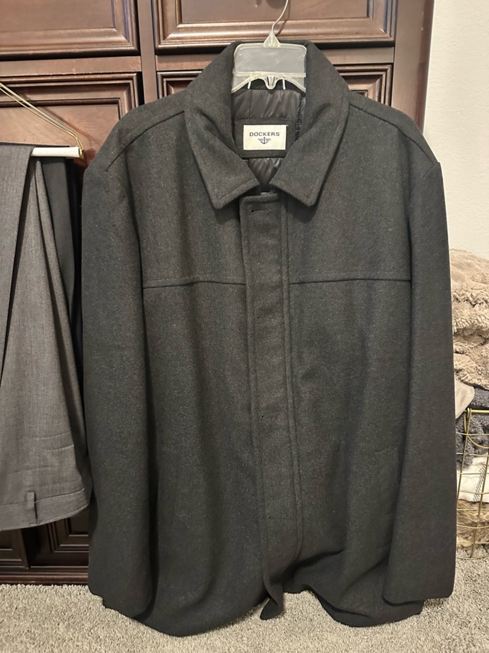 Dockers Men’s Charcoal Wool-Blend Pea Coat